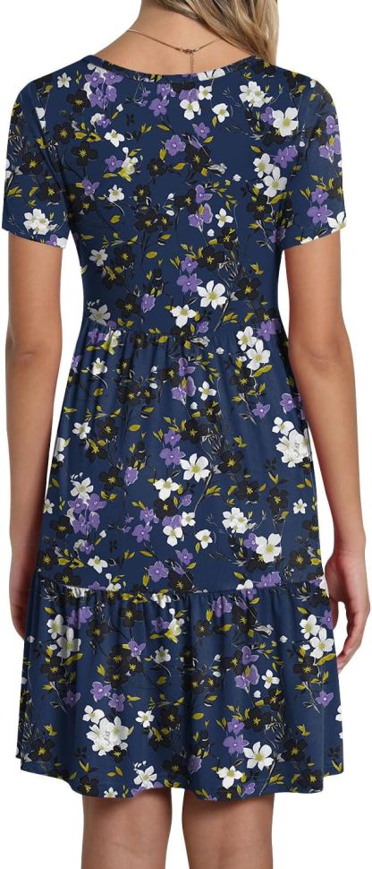 TAOHUADAO 2025 Summer Dresses for Women Short Sleeve Ruffle Casual Sundress with Pockets