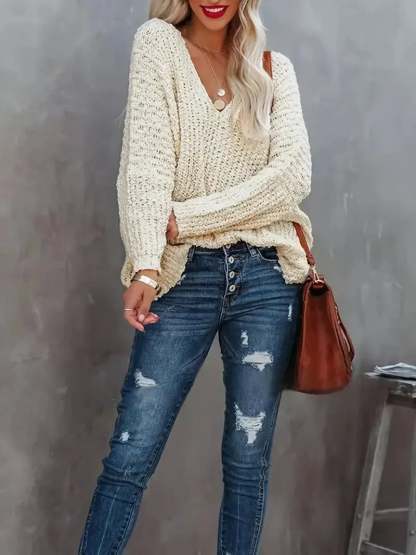 ✨Women's Off-the-Shoulder Sweater Loose Lightweight Pullover Top