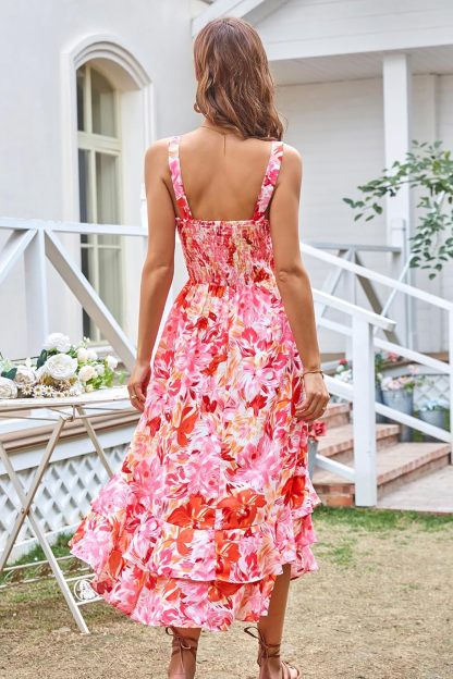 GRACE KARIN Women's 2025 Summer Floral Boho Dress Square Neck Strapped Swing A Line Sundress Beach Long Maxi Outfits