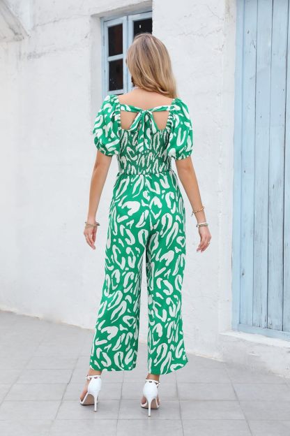 Love Welove Fashion Summer Jumpsuits for Women 2025 Floral Dressy Casual Loose Wide Leg Short Sleeve One Piece Romper Outfits