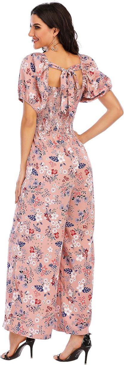 Love Welove Fashion Summer Jumpsuits for Women 2025 Floral Dressy Casual Loose Wide Leg Short Sleeve One Piece Romper Outfits