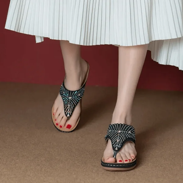 🔥2023 Women Casual Sandals, Crystal Rome Fashion Clip Toe Slippers