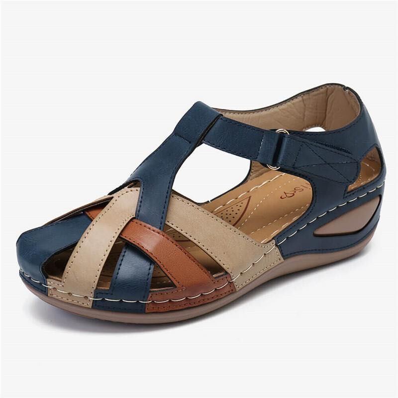 😍Last day for 50% off!😍 - Retro round toe wedge heel cross buckle women's sandals
