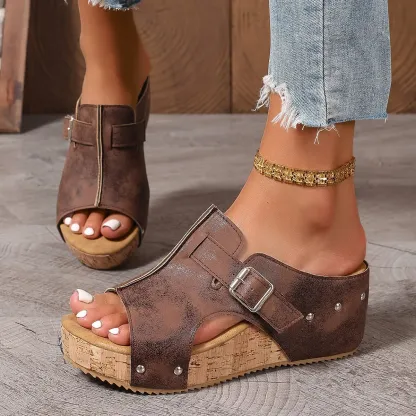 Women's Fashion Wedges with EVA Foam Cushioned Insoles 2.5 Inch Heel Lightweight Comfort Sandals All Day Wear Hook And Loop Closure Slip Resistant Casual Summer Shoes