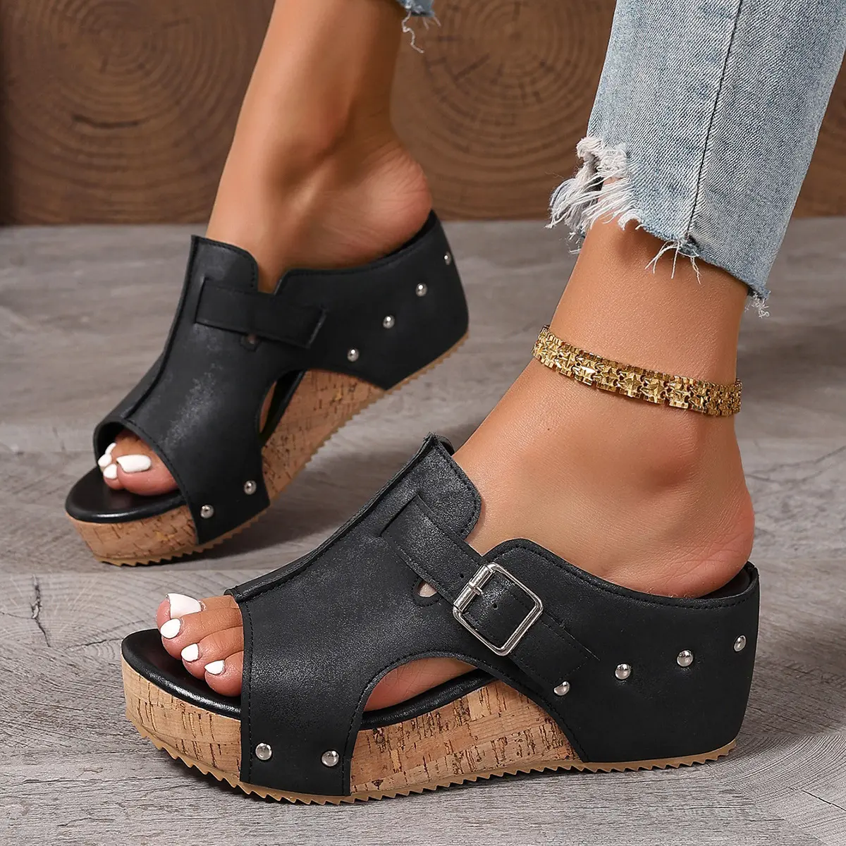 Women's Fashion Wedges with EVA Foam Cushioned Insoles 2.5 Inch Heel Lightweight Comfort Sandals All Day Wear Hook And Loop Closure Slip Resistant Casual Summer Shoes