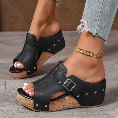 Women's Fashion Wedges with EVA Foam Cushioned Insoles 2.5 Inch Heel Lightweight Comfort Sandals All Day Wear Hook And Loop Closure Slip Resistant Casual Summer Shoes
