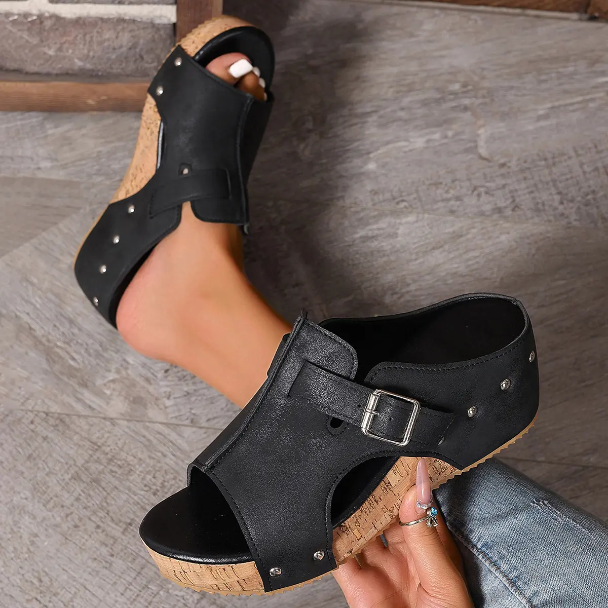 Women's Fashion Wedges with EVA Foam Cushioned Insoles 2.5 Inch Heel Lightweight Comfort Sandals All Day Wear Hook And Loop Closure Slip Resistant Casual Summer Shoes