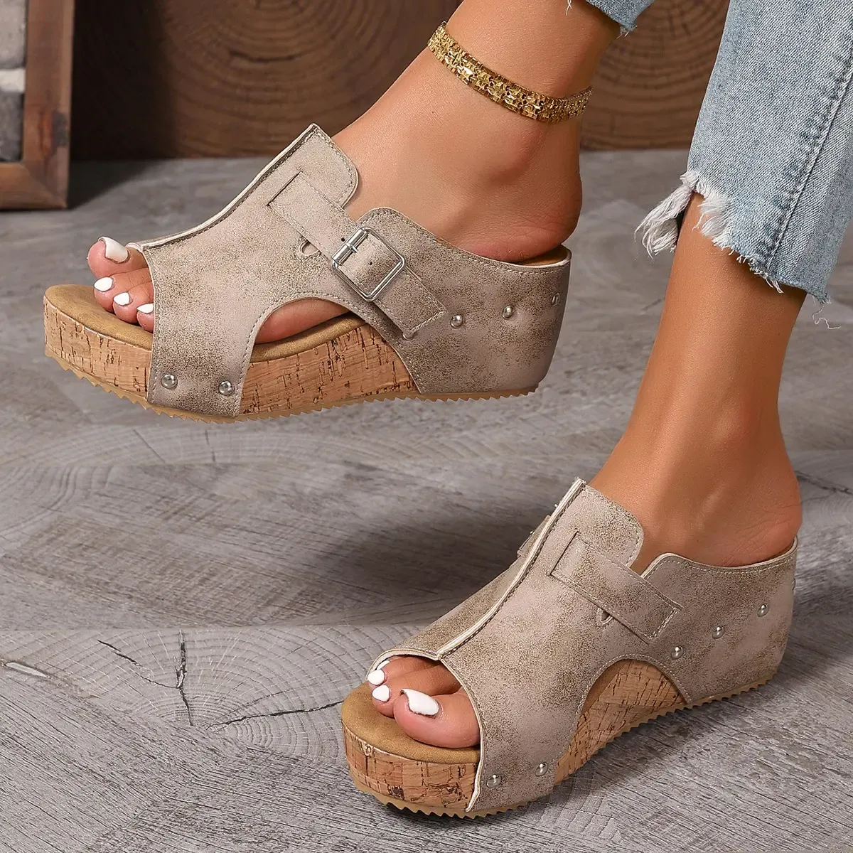 Women's Fashion Wedges with EVA Foam Cushioned Insoles 2.5 Inch Heel Lightweight Comfort Sandals All Day Wear Hook And Loop Closure Slip Resistant Casual Summer Shoes