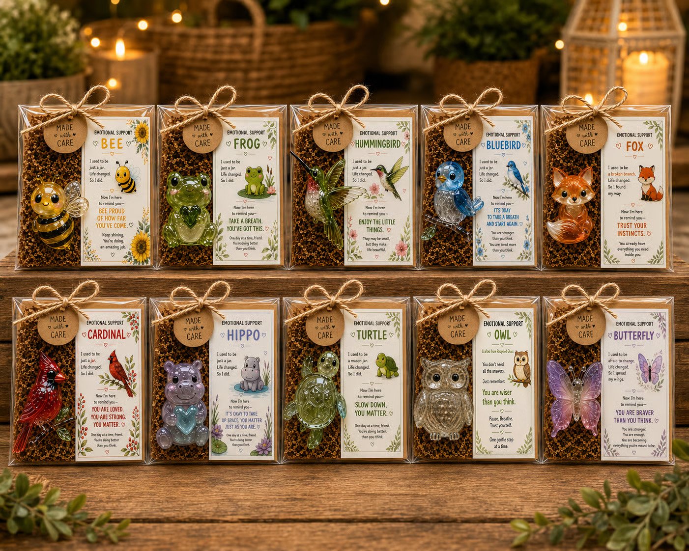 🌸🐝🦉 Emotional Support Glass Animal Gift Set – A Meaningful Little Reminder That You Matter 💕