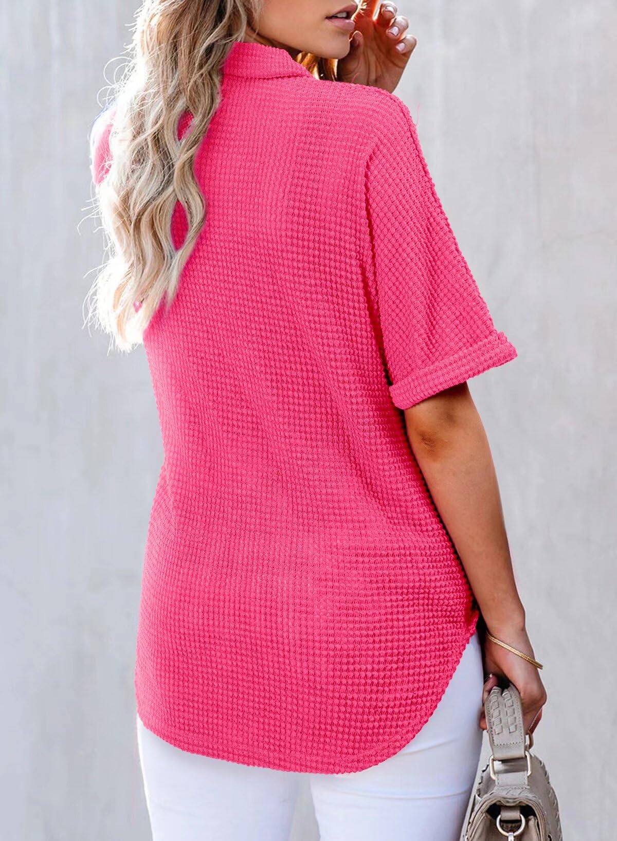 ✨2025 New Women's Waffle Knit Short Sleeve Tunic Henley Shirts(buy 2 10% OFF)