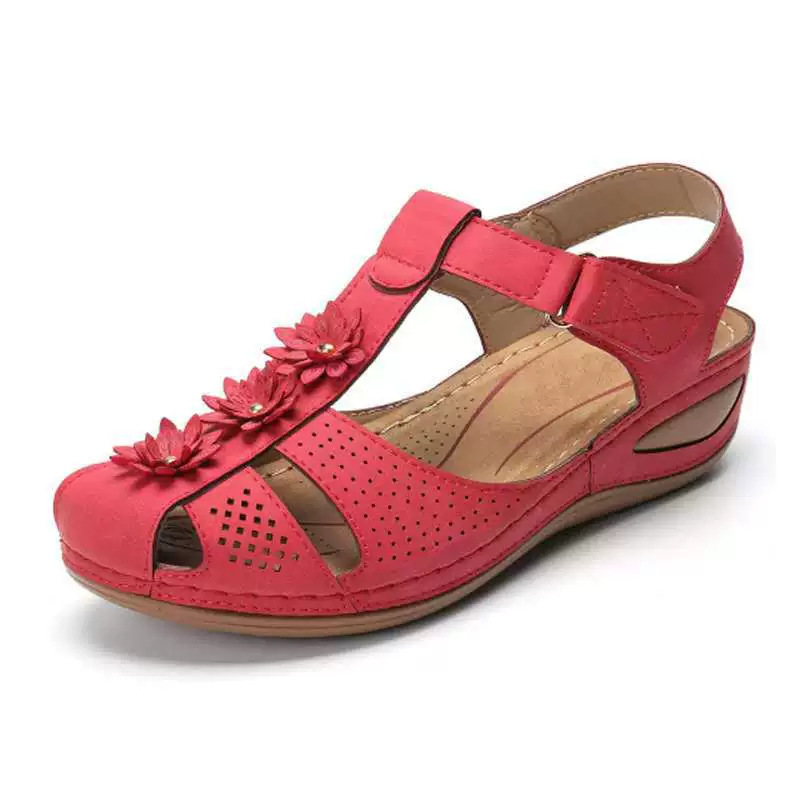 Women’s Floral Wedge Sandals, Breathable Platform Walking Sandals, Adjustable Hook & Loop Non-Slip Casual Summer Shoes for All Day Comfort