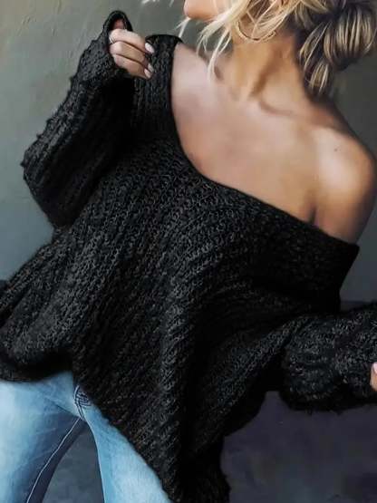 ✨Women's Off-the-Shoulder Sweater Loose Lightweight Pullover Top