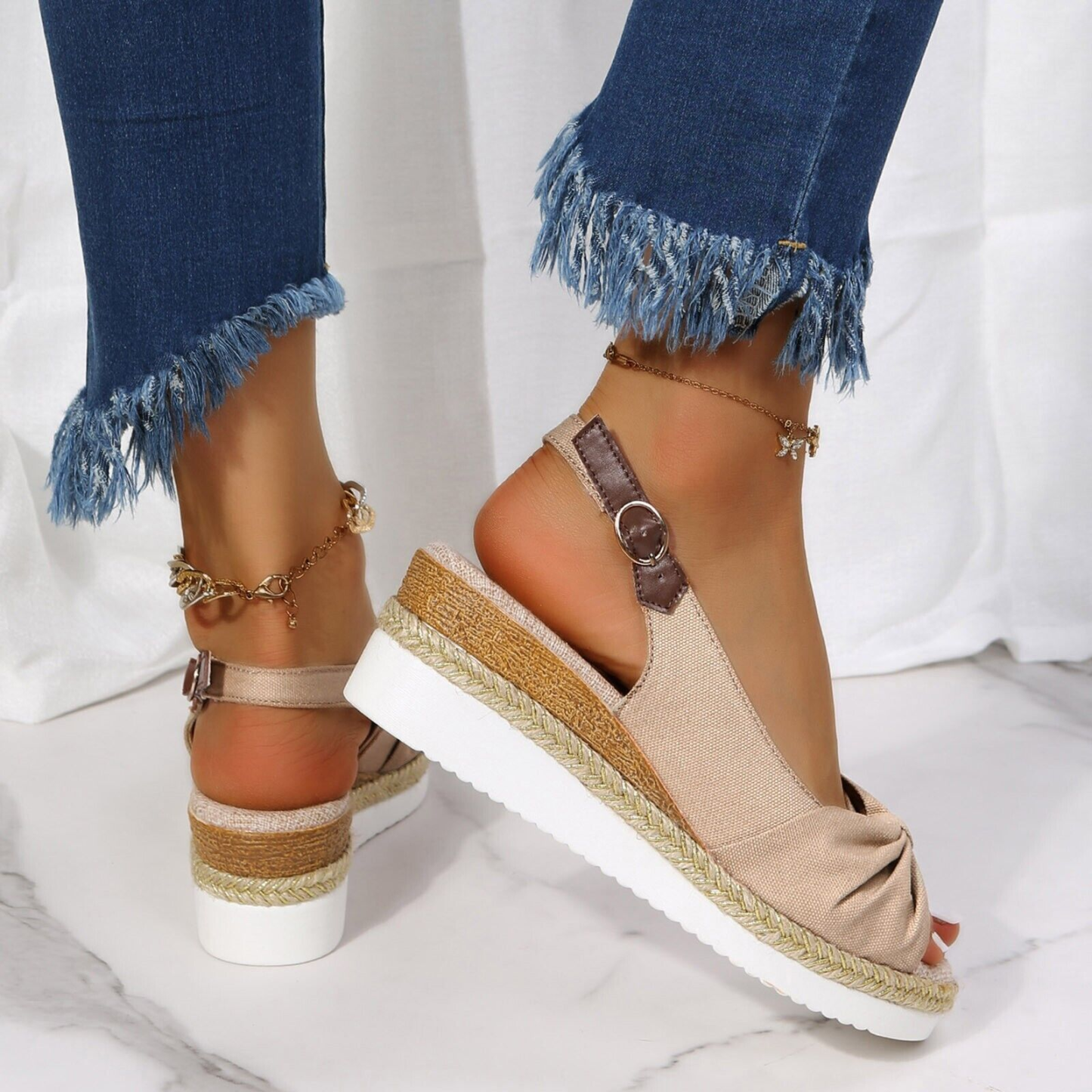 🔥Last Day Promotion 50% OFF - ComfyStep | Women's Sandals for Bunions Ladies Fashion Summer Solid Color Fabric Casual