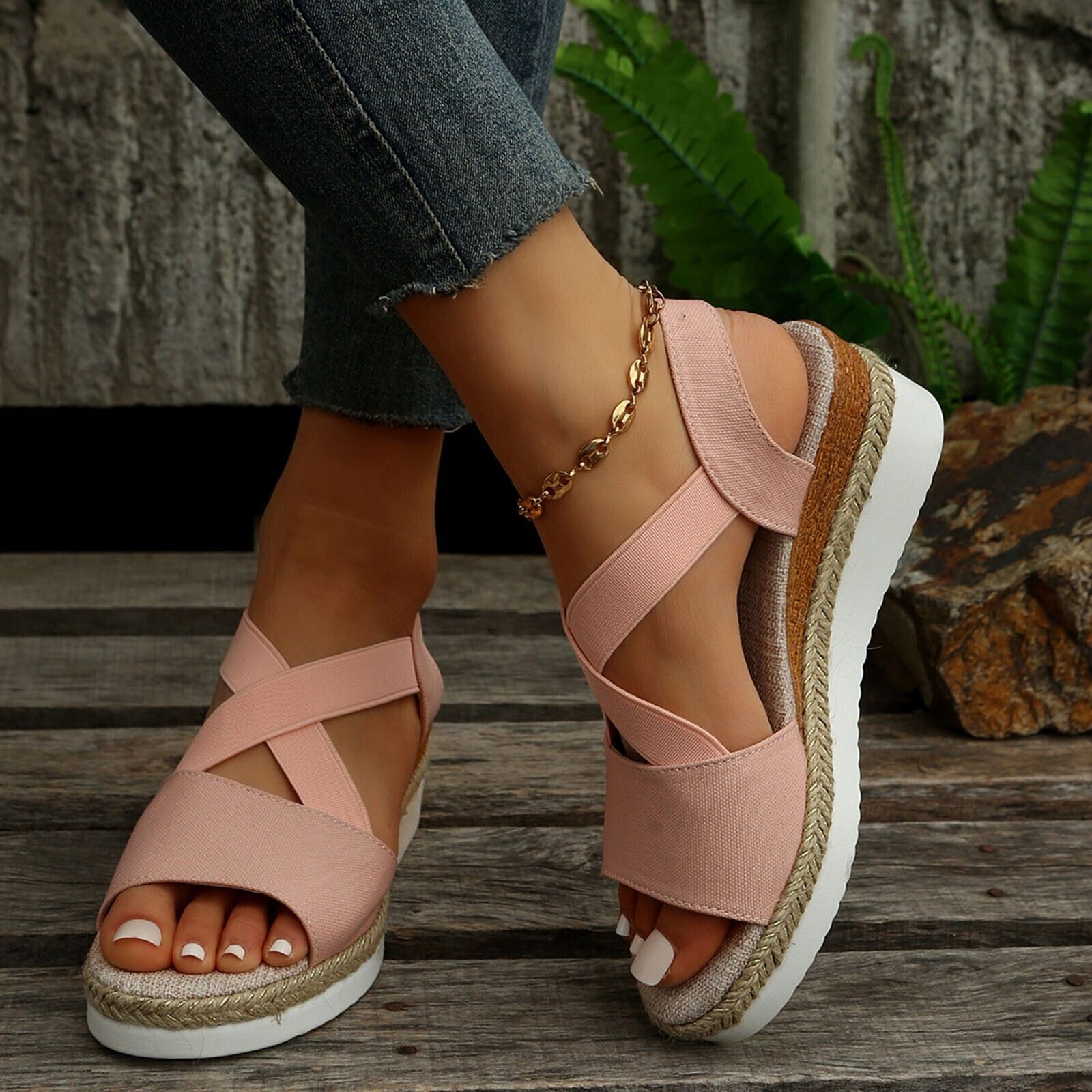 🔥Last Day 70% OFF -Women's Chunky Platform Classic Flat Bottom Slope Heel Sandals