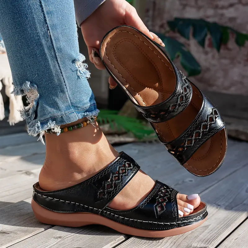 💥LAST DAY SALE 60%  Comfortable Arch Support Slides - Women's Solid Color Sandals - Breathable