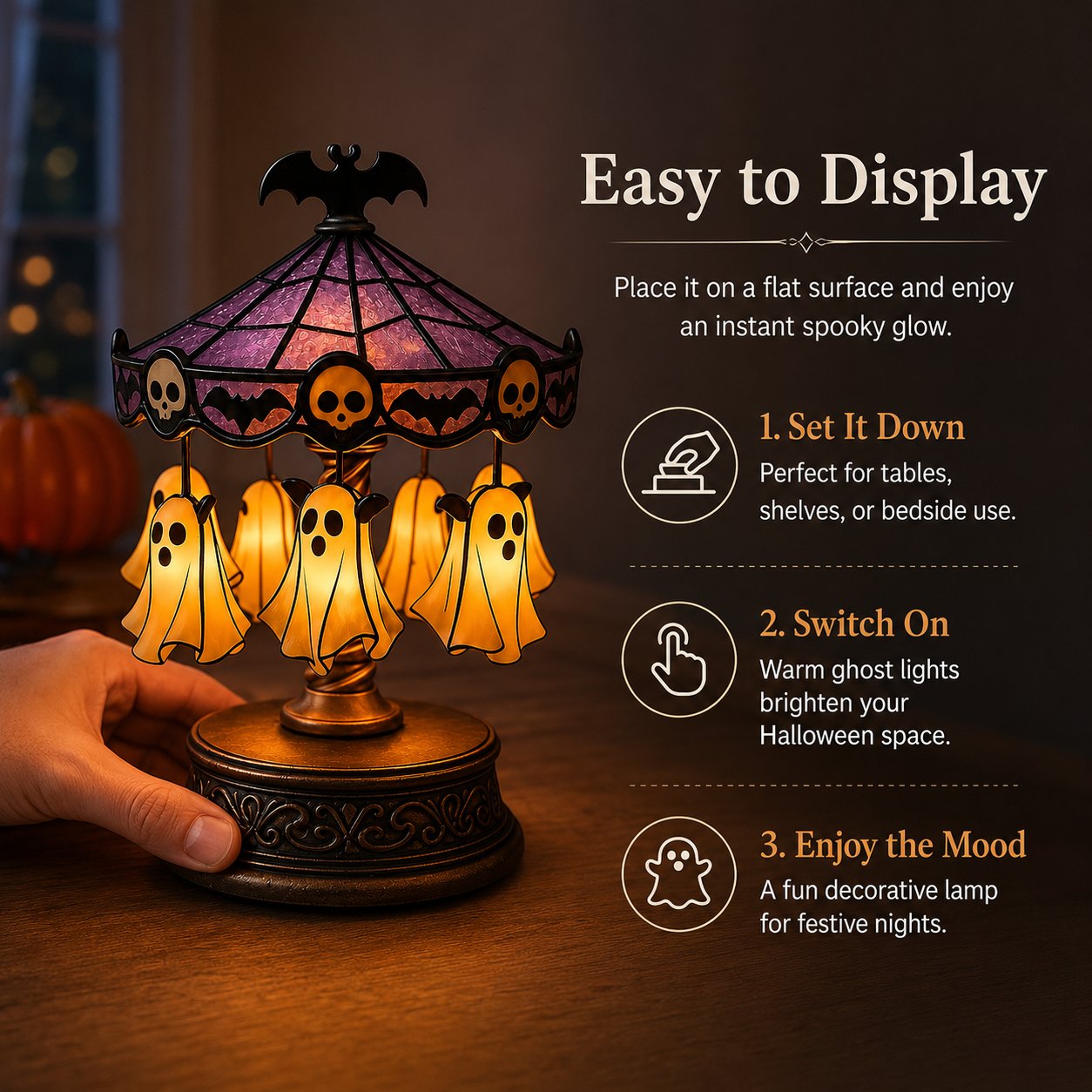 👻 Ghostly Carousel Night Light – Add Magical Halloween Glow to Your Room 🎃