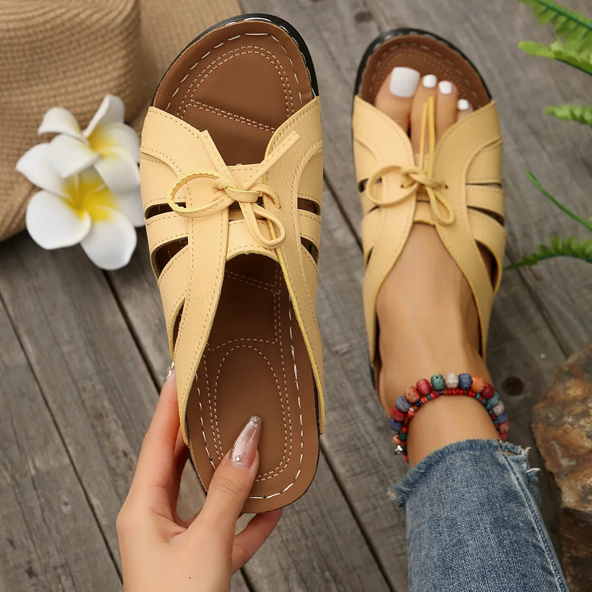 🔥LAST DAY 70% OFF -WOMEN'S COMFORT BOWTIE SLIDE SANDALS