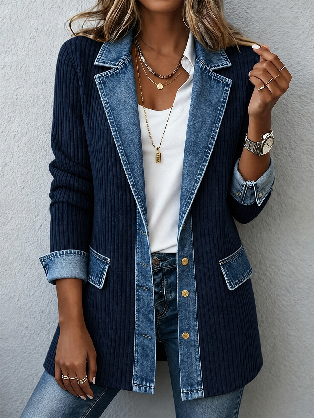 Clearance Sale! 🔥 Women's elegant slim-fit denim patchwork jacket
