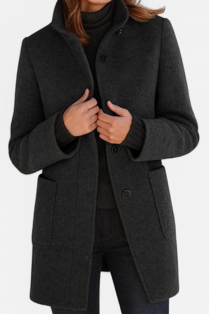veloraea | Women’s Elegant  Vintage Stand Collar Wool Winter Coat