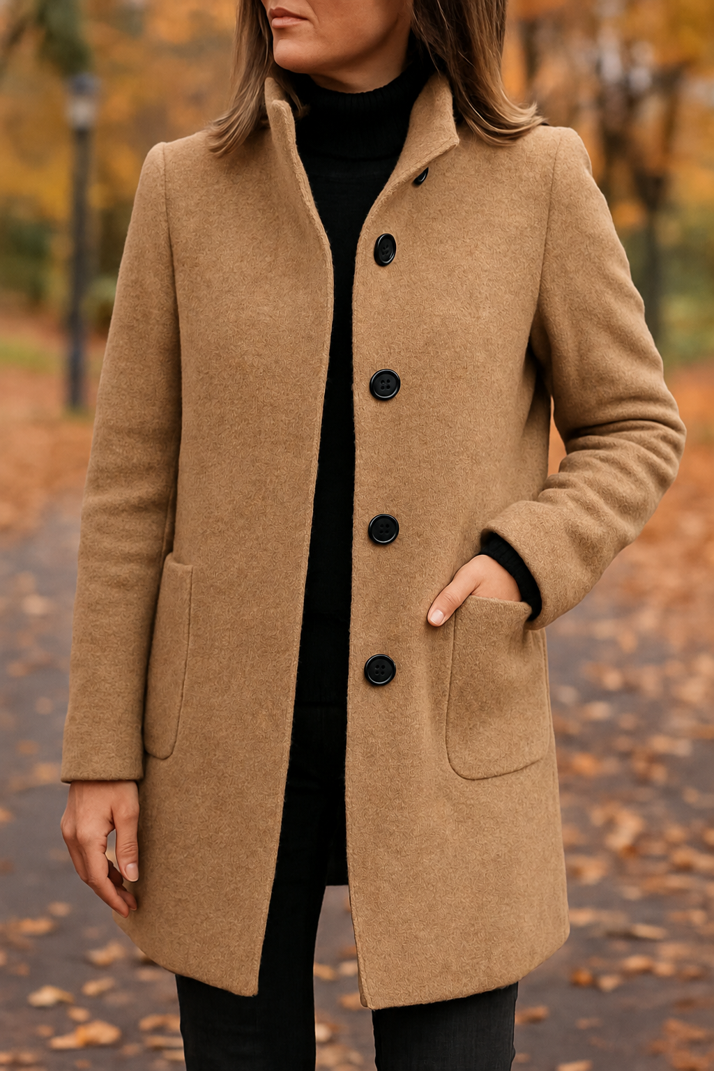 veloraea | Women’s Elegant Vintage Stand Collar Wool Winter Coat
