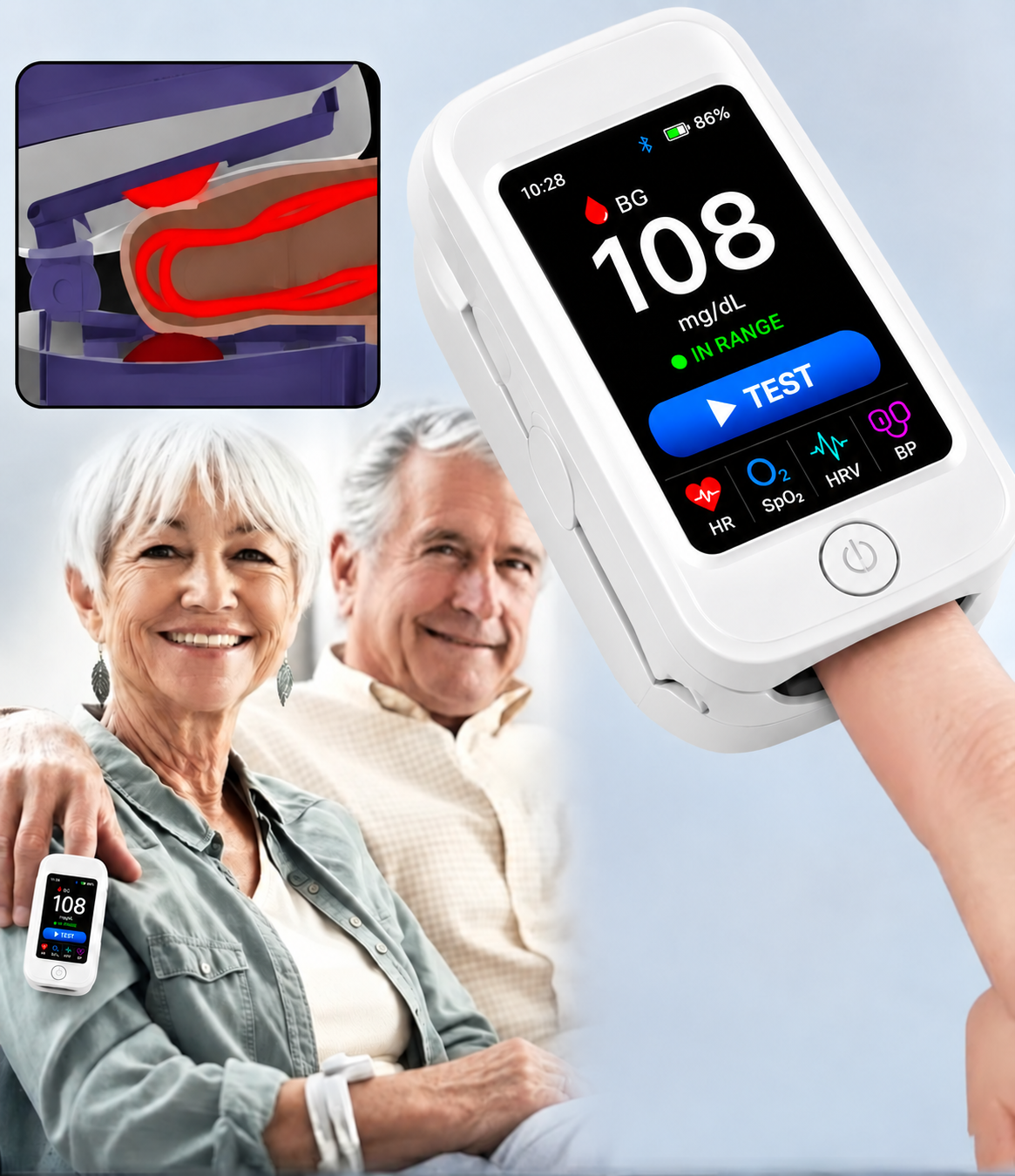 Hot Sale Non-Invasive Glucose & Health Monitor | 🩸 No Finger Pricks Blood Sugar Monitoring Device