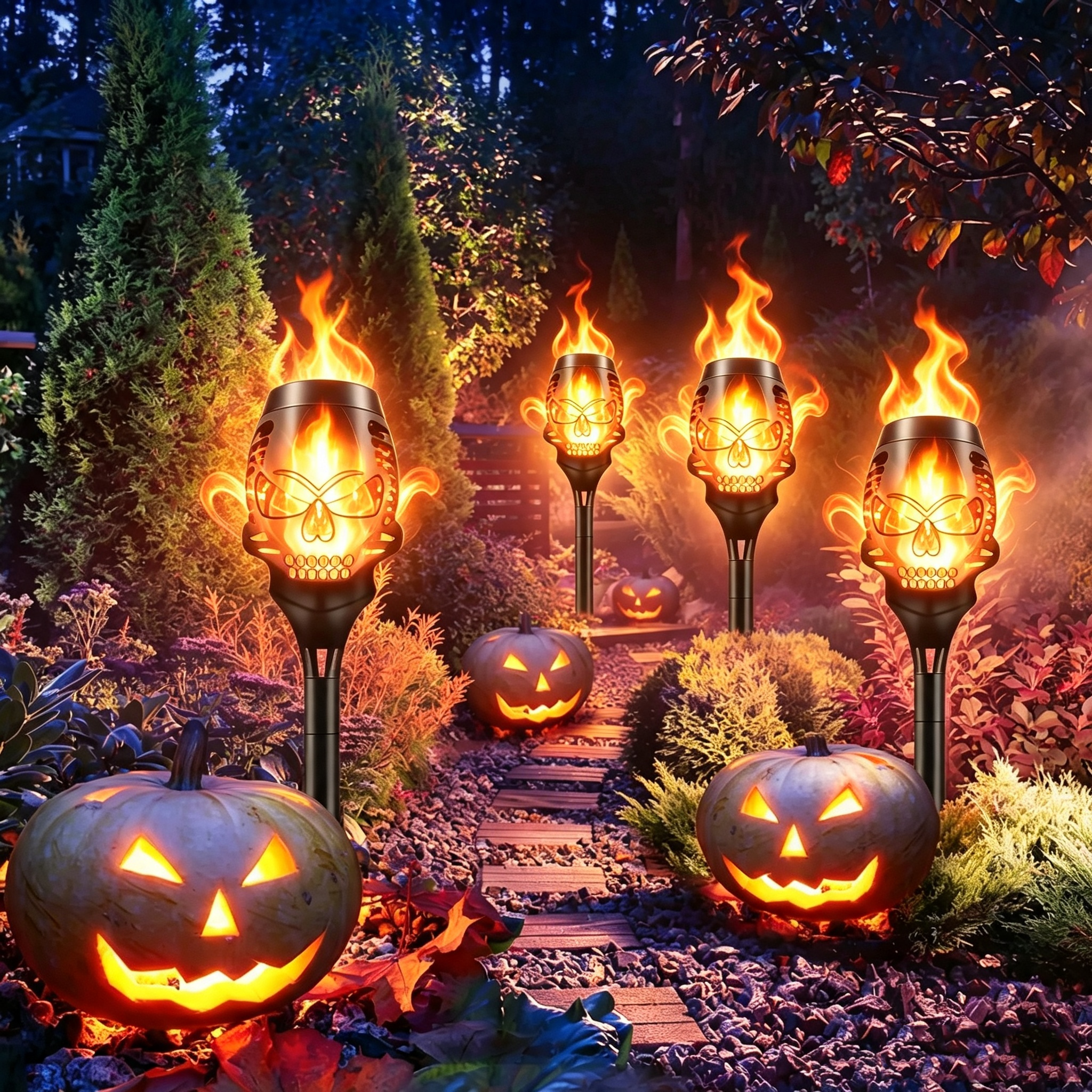 🔥Halloween-Frühbucher-Aktion: 55 % Rabatt🔥Halloween-Solarleuchten: Totenkopf mit Flammen-Effekt💀