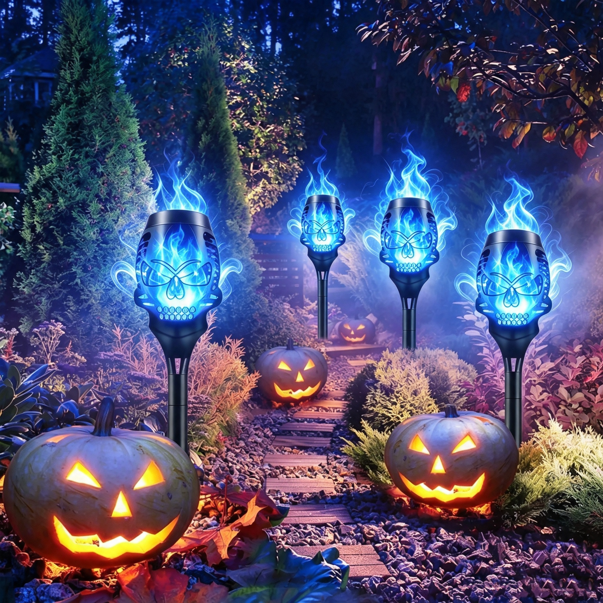 🔥Halloween-Frühbucher-Aktion: 55 % Rabatt🔥Halloween-Solarleuchten: Totenkopf mit Flammen-Effekt💀