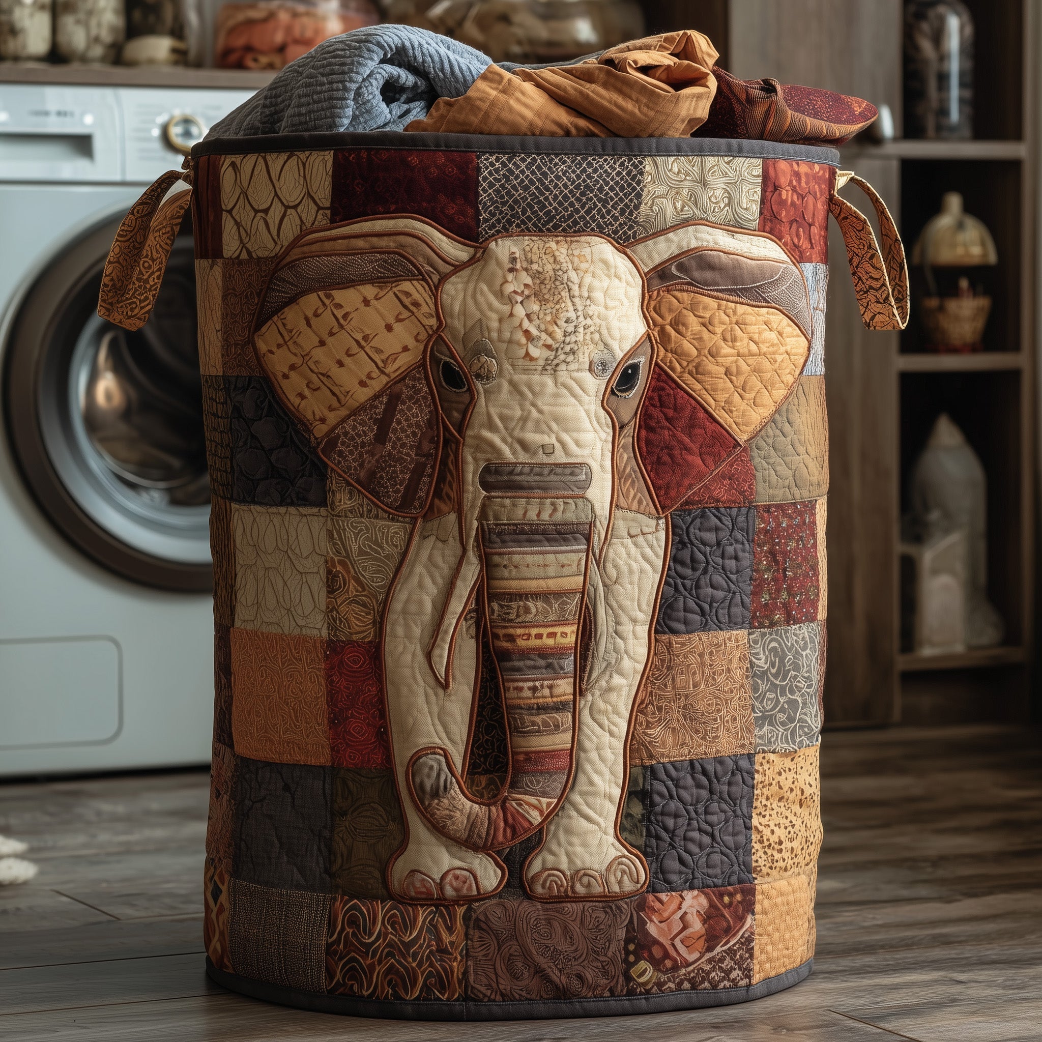 Majestic Elephant Quilted Laundry Basket GFTOHD9933
