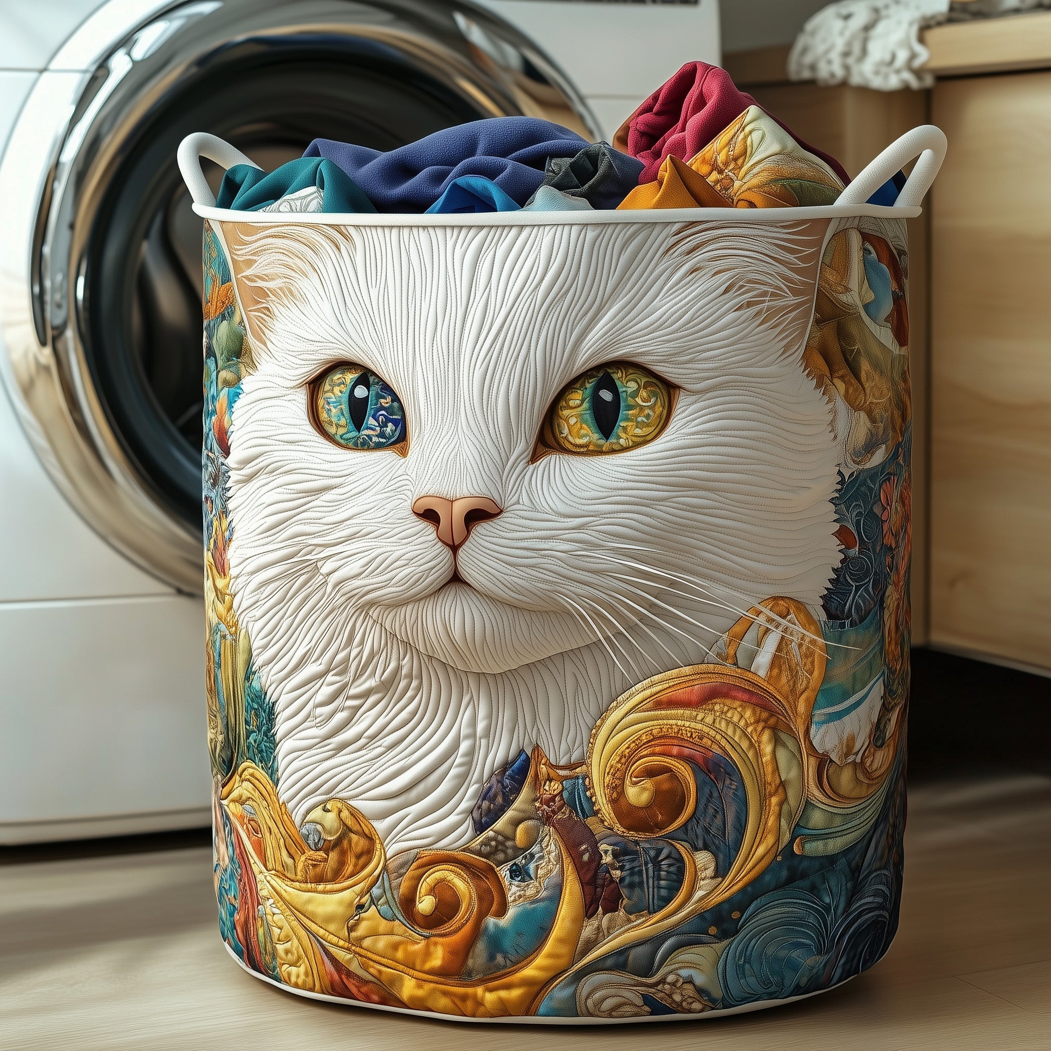 Cat Purrs Quilted Laundry Basket GFTOMA4606