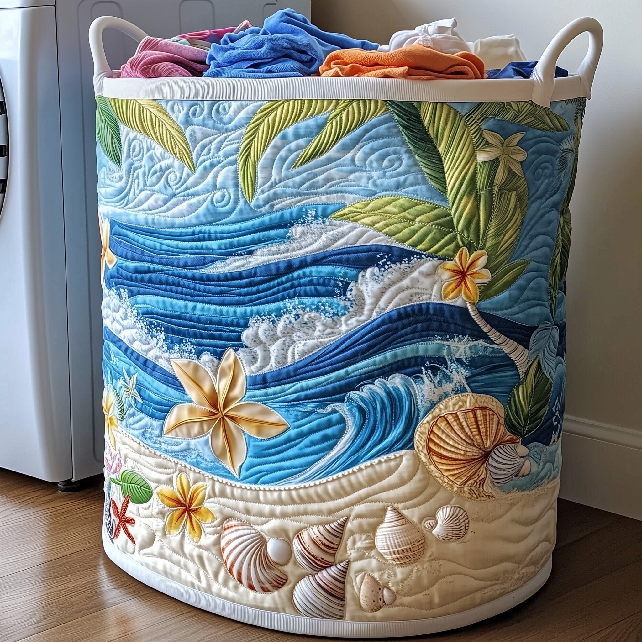 Plumeria Blossom Quilted Laundry Basket GFTOMA4612
