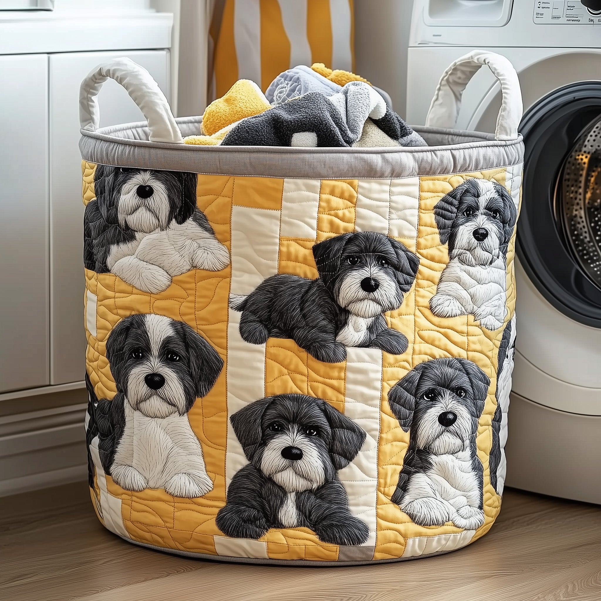 Schnauzer Quilted Laundry Basket GFTOMA5115