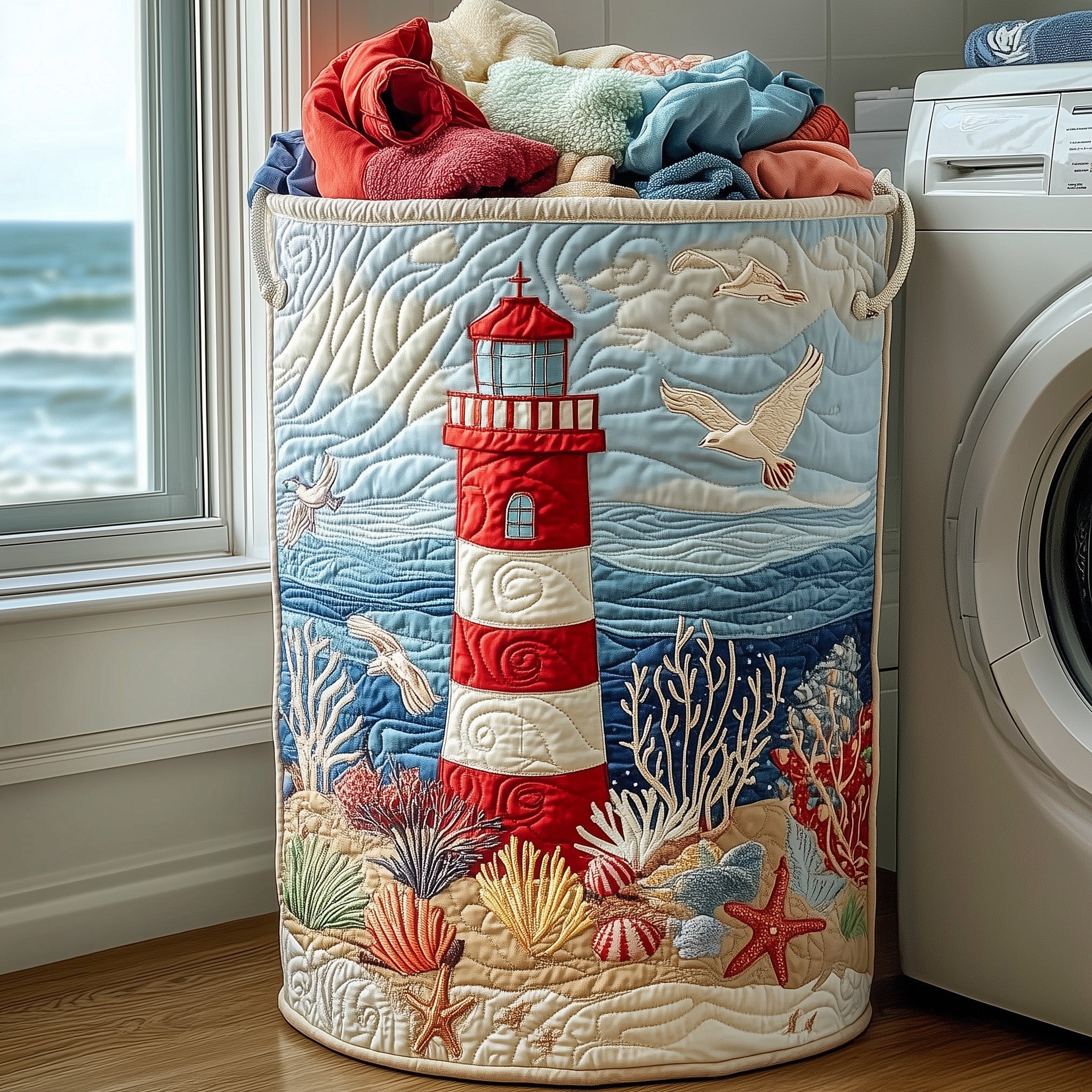 Lighthouse Quilted Laundry Basket GFTONL6227