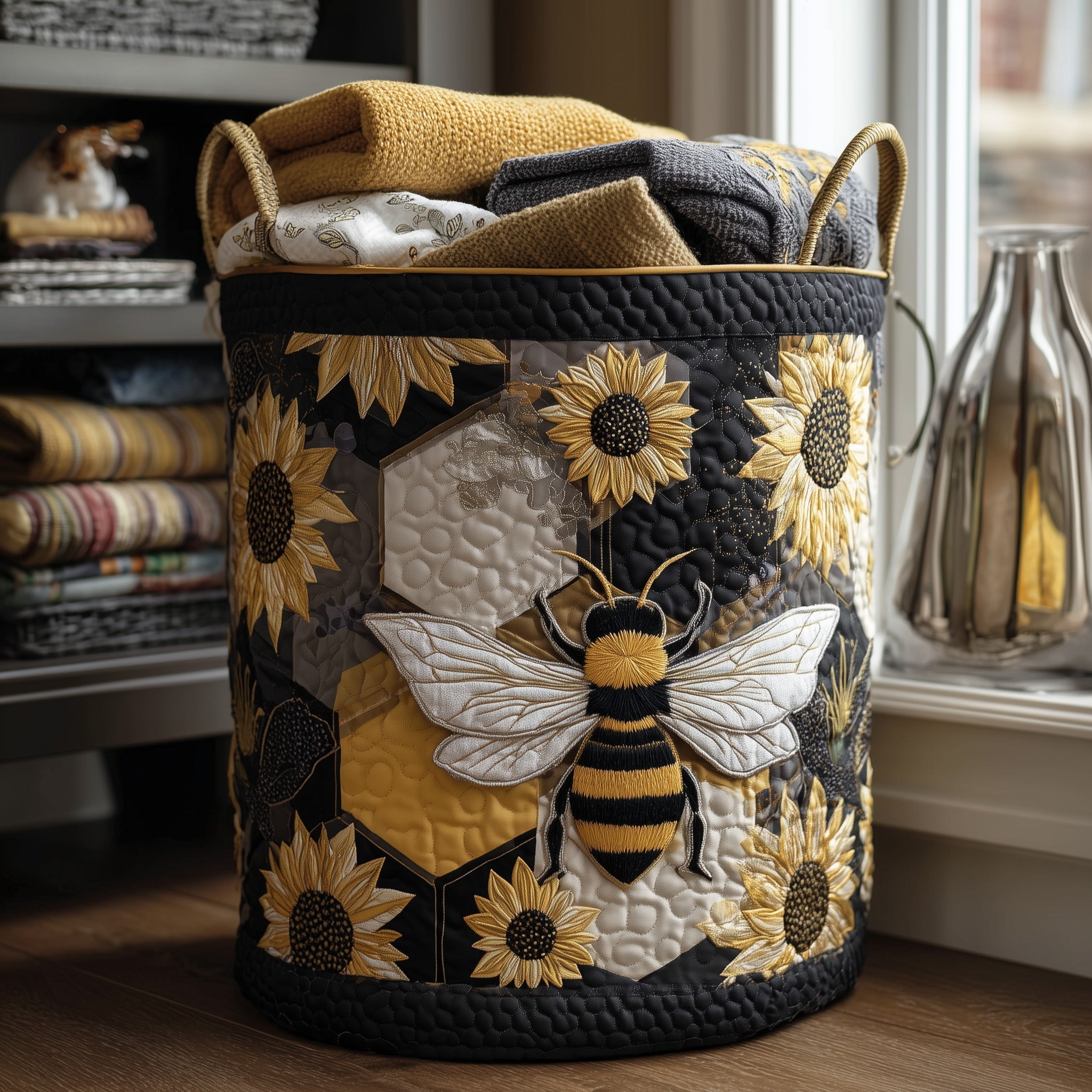 Bee Dream Quilted Laundry Basket GFTONL6235