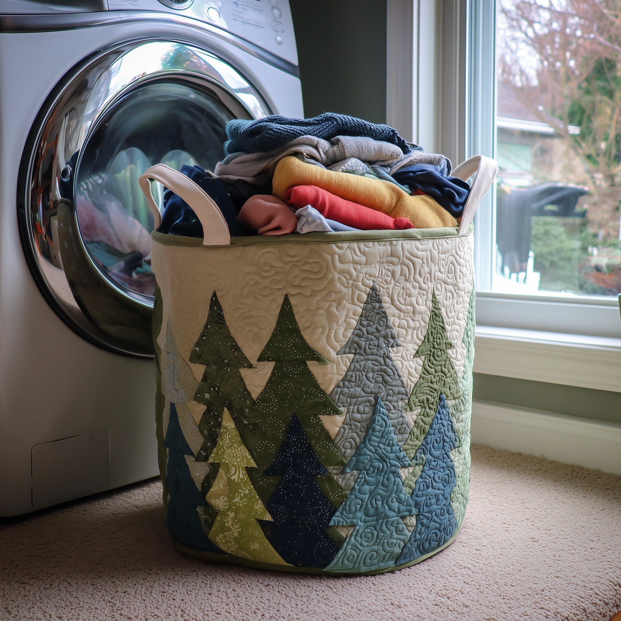 Pine Tree Quilted Laundry Basket GFTONL6254