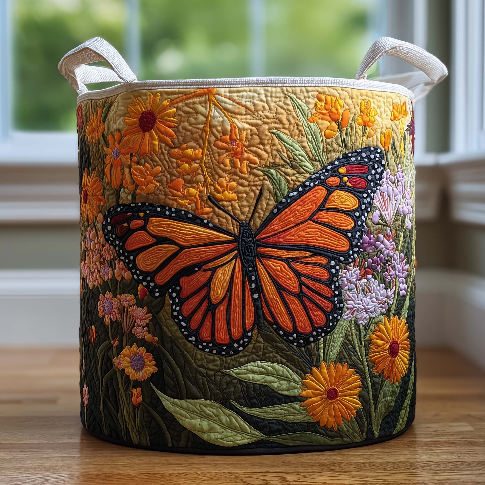 Monarch Meadow Quilted Laundry Basket GFTOQM1765
