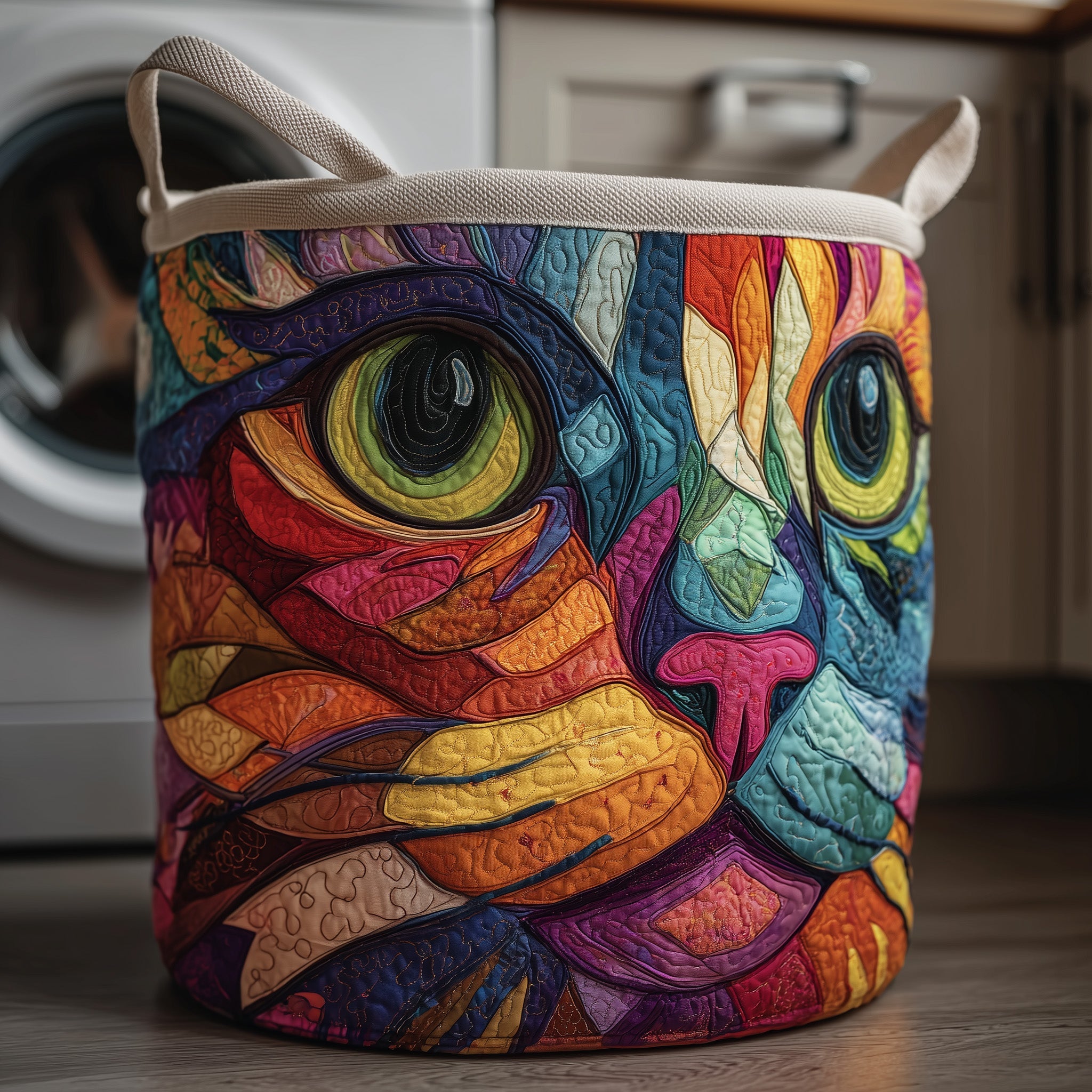 Rainbow Cat Quilted Laundry Basket GFTOTG144