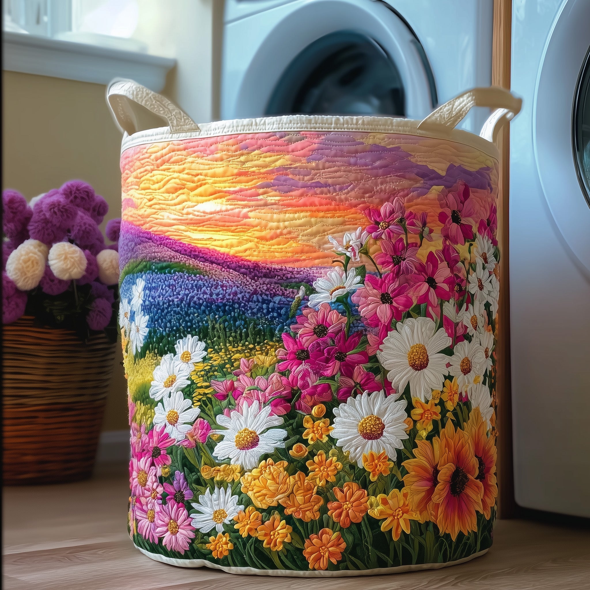 Sea Of Flowers Quilted Laundry Basket GFTOTG209