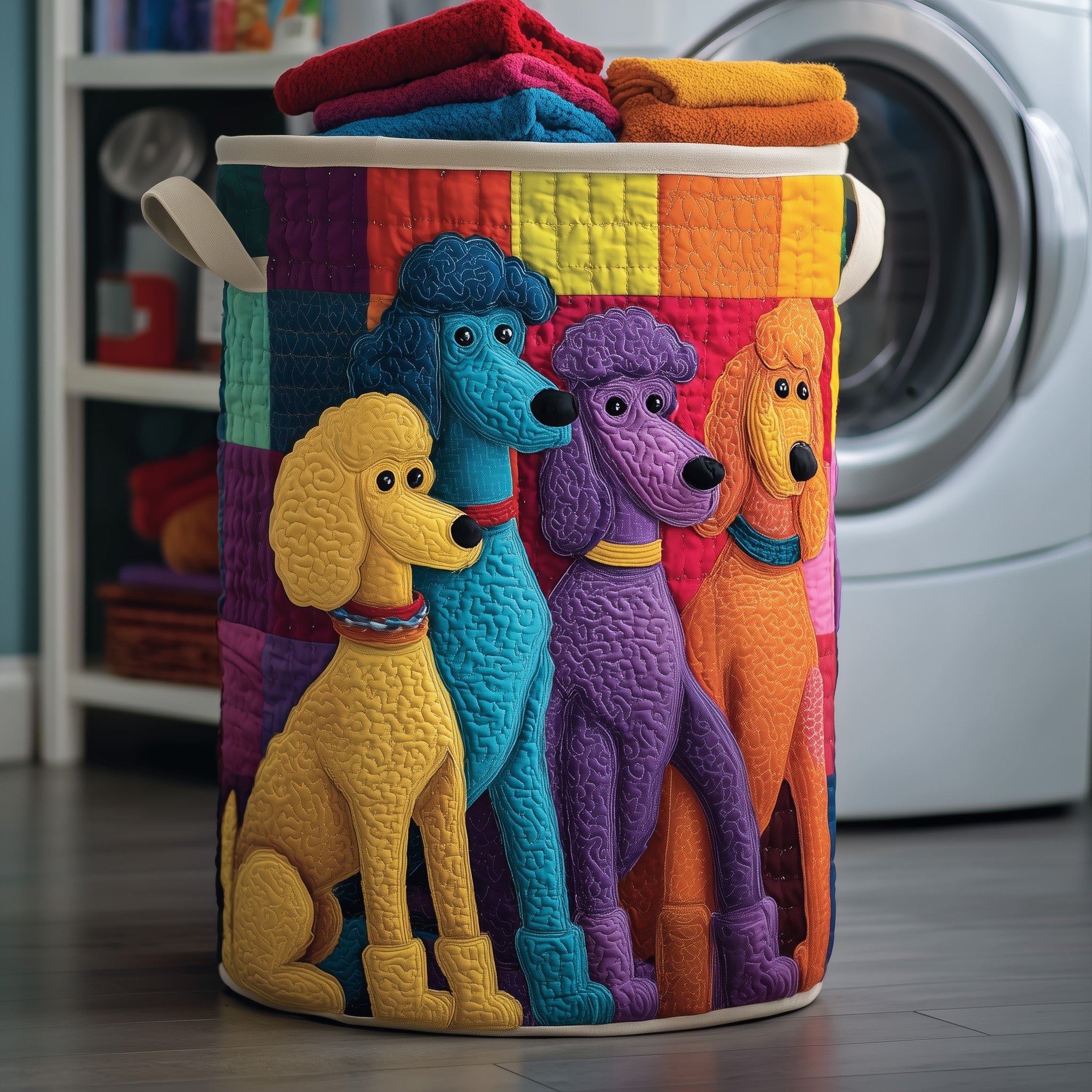 Funky Poodle Quilted Laundry Basket GFTOTG786