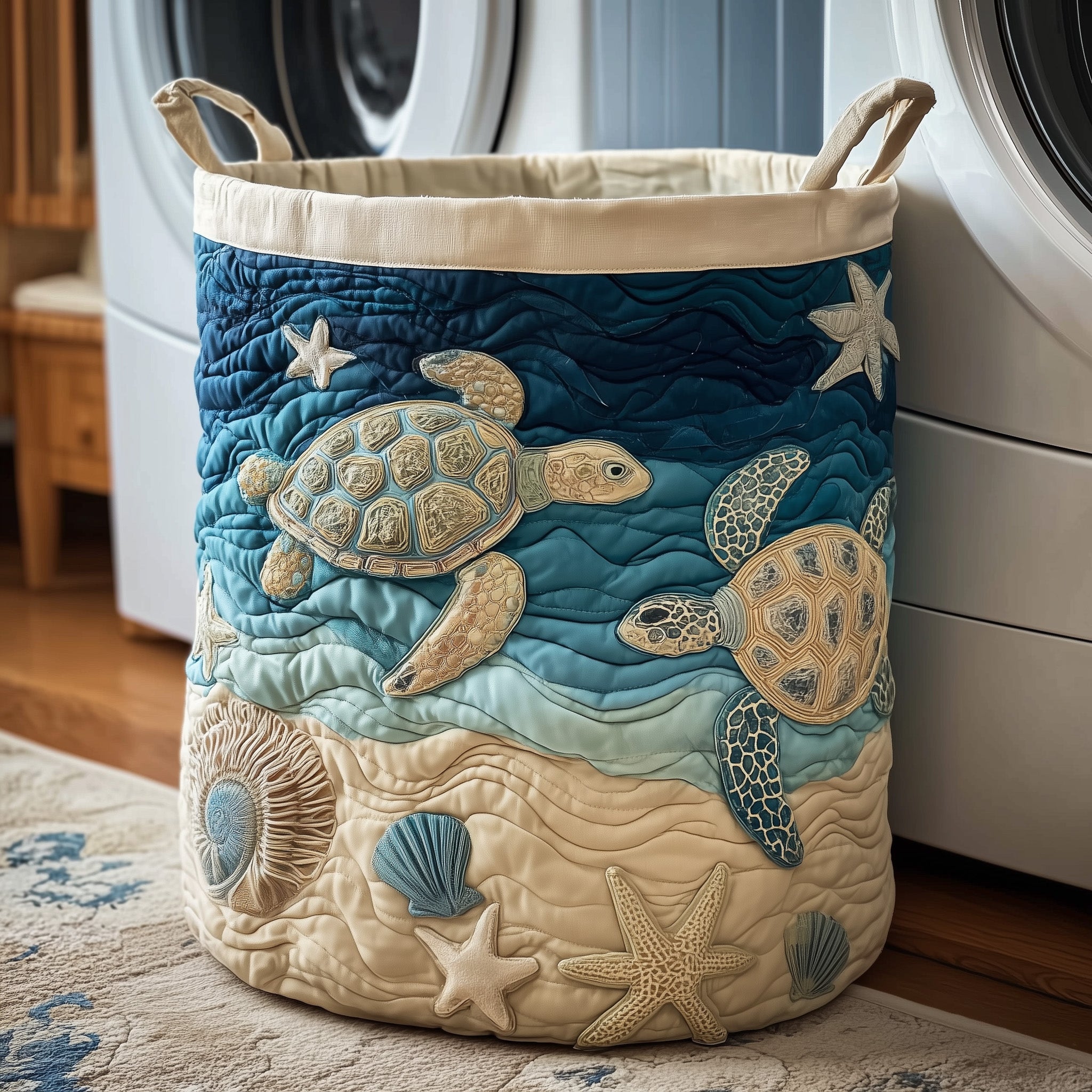 Turtle Drift Quilted Laundry Basket GFTOTP11047