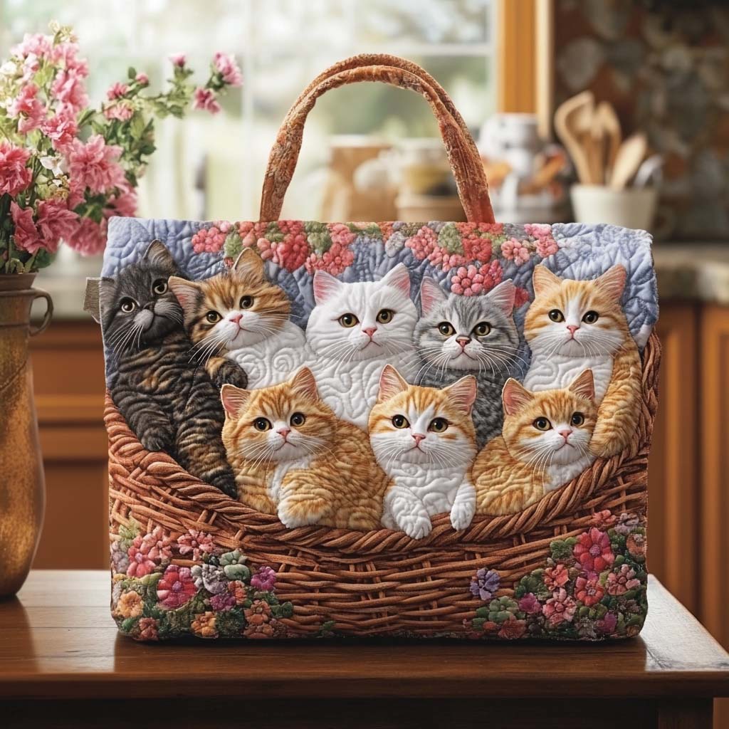 Purrfect Moments Quilted Tote  Bag