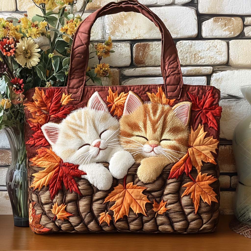 Rustic Cat Path Quilted Tote  Bag