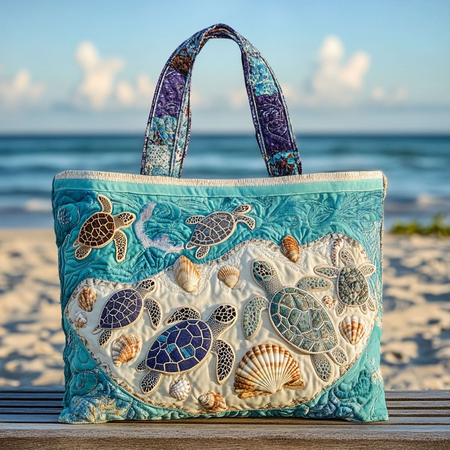 Turtle Quilted Tote Bag