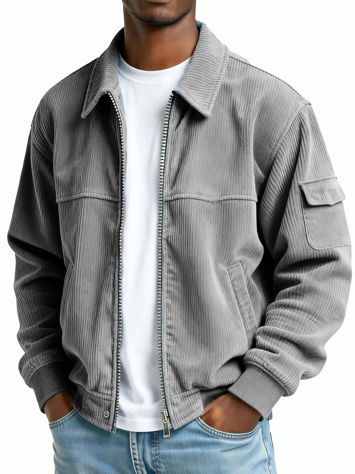 New Men's Retro Corduroy Casual Long-Sleeve Pocket Jacket