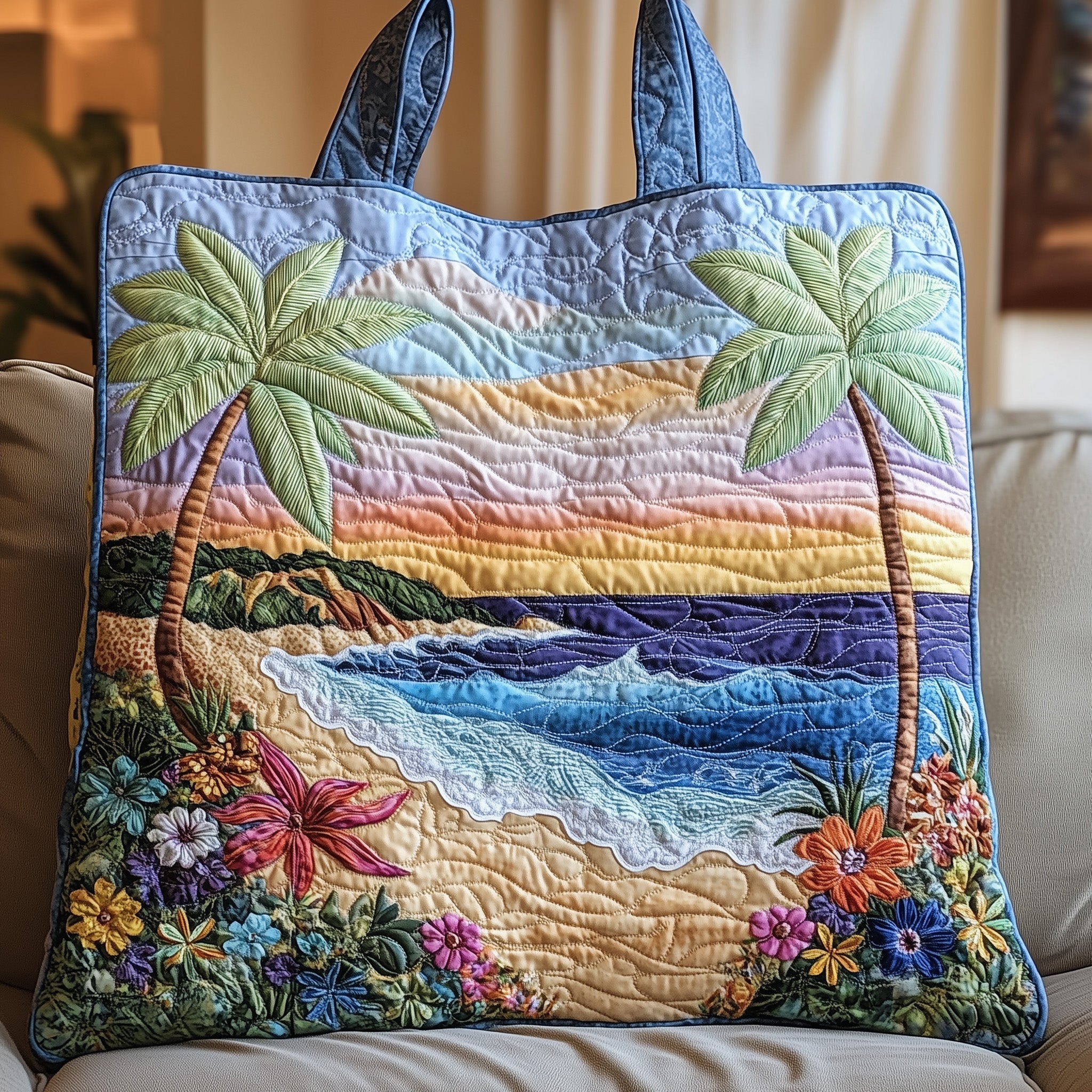 Beachfront Floral Haven Quilted Tote Bag GFTOHD7845