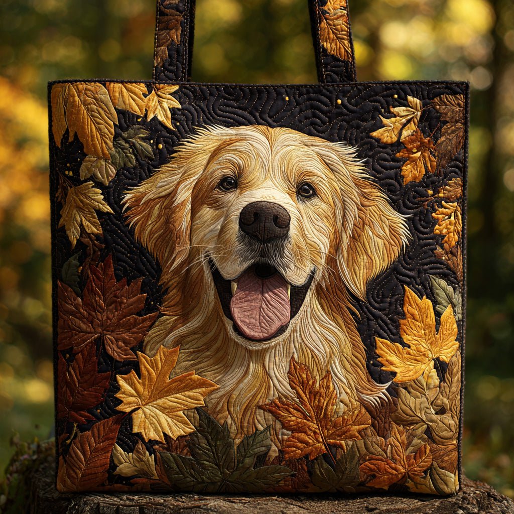 Autumn Golden Retriever Quilted Tote  Bag