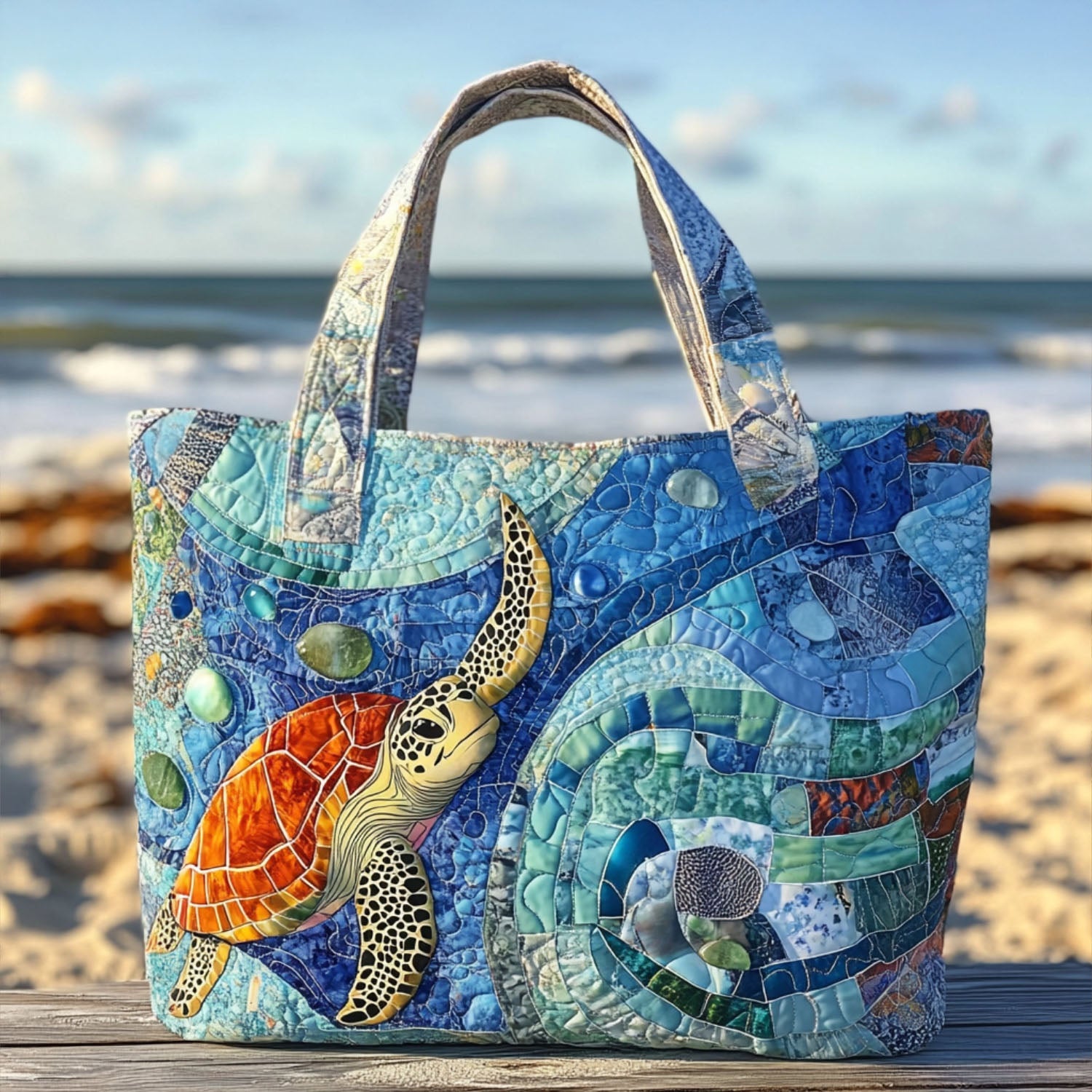 Calm Voyager Quilted Tote  Bag