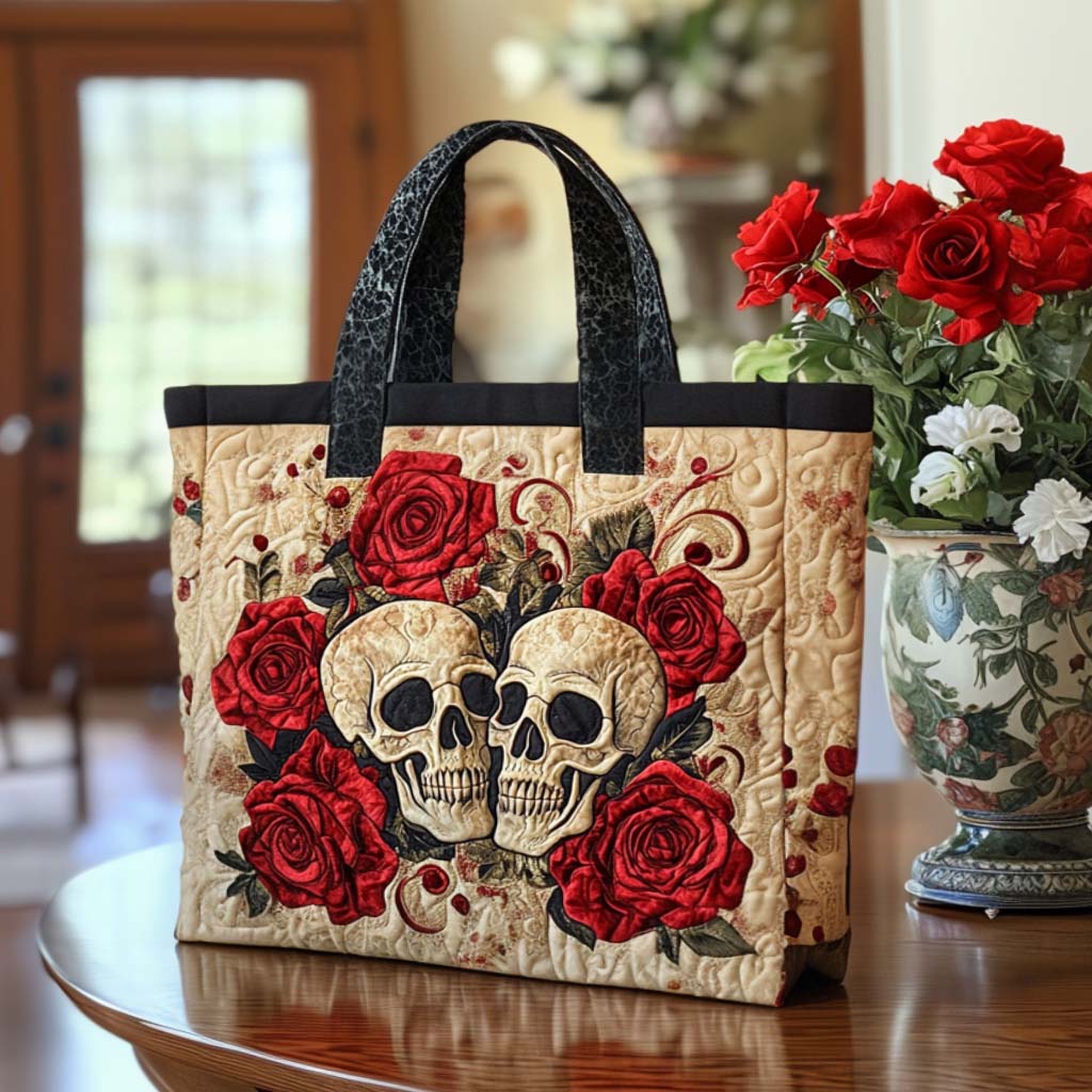 Rebel Bones Quilted Tote  Bag