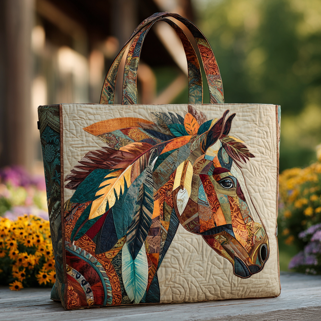 🔥Limited Edition Handmade Art Horse Year Quilted Tote Bag