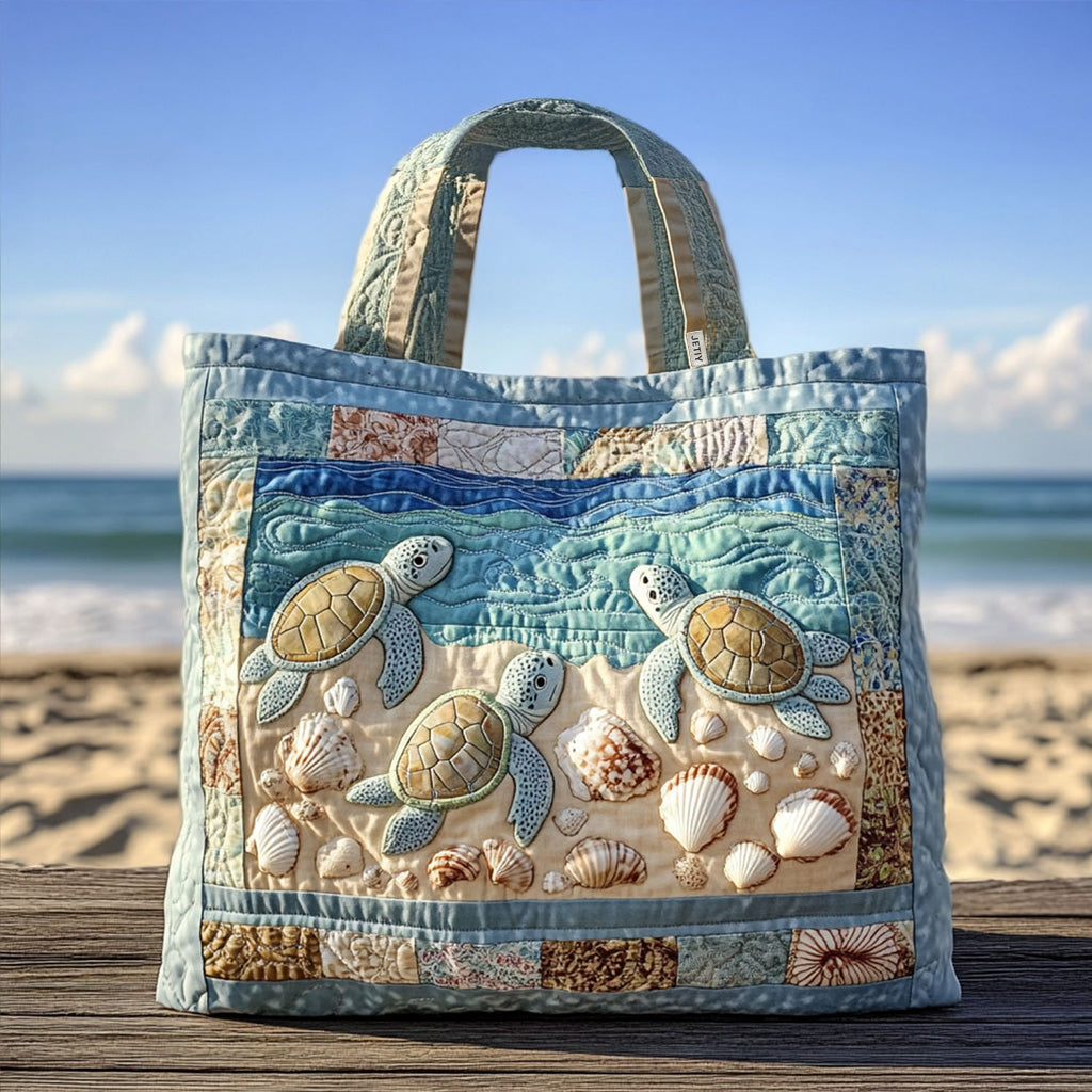 Turtle Quilted Tote Bag