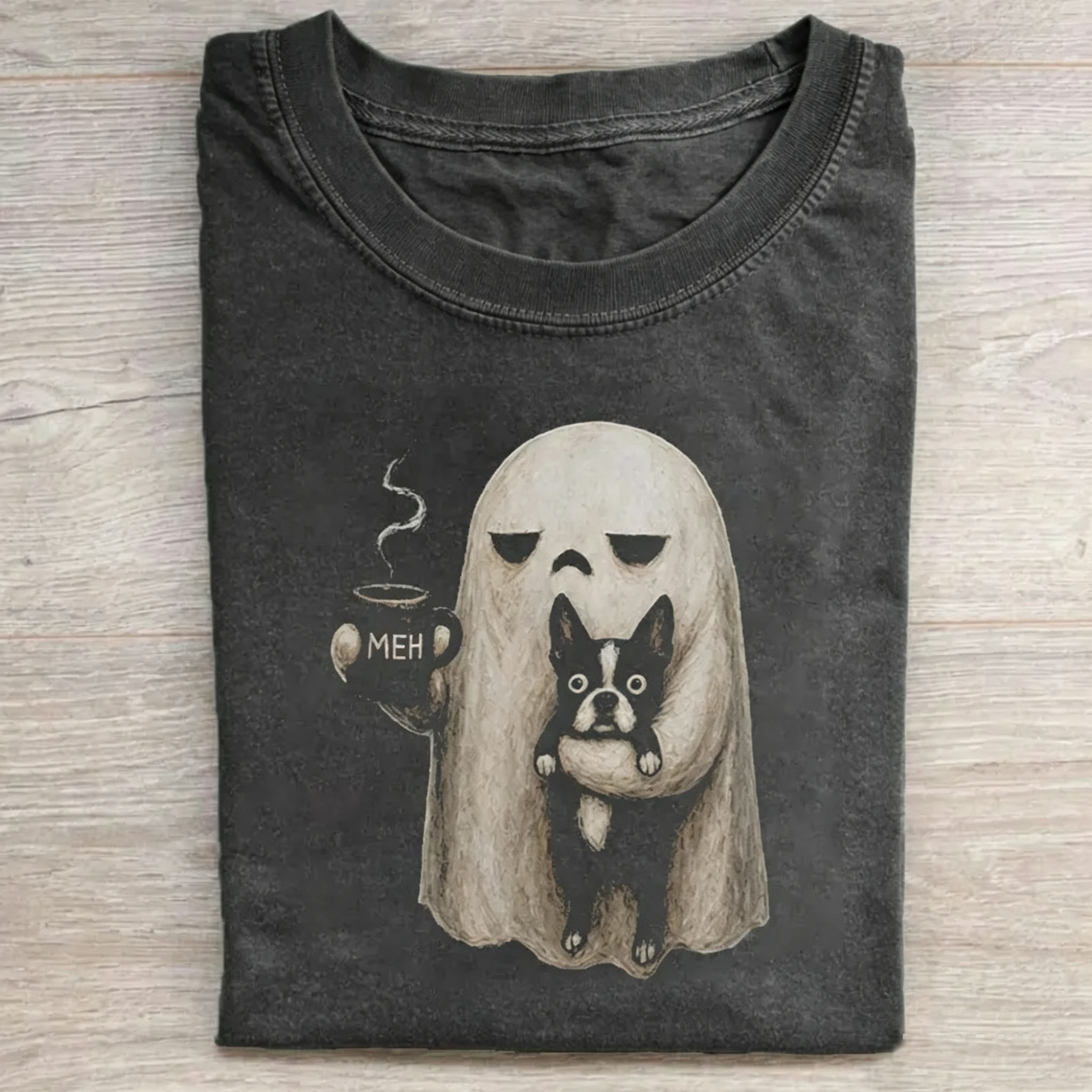 Grumpy Ghost Boston Terrier T-shirt